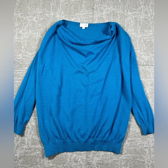 TSE Blue 100% Cashmere Scoop Neck Casual Light weight Sweater womens Size L - Picture 1 of 7